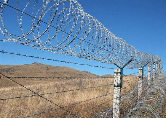 Galvanized Concertina Razor Barbed Wire BTO22 Razor Fencing Wire